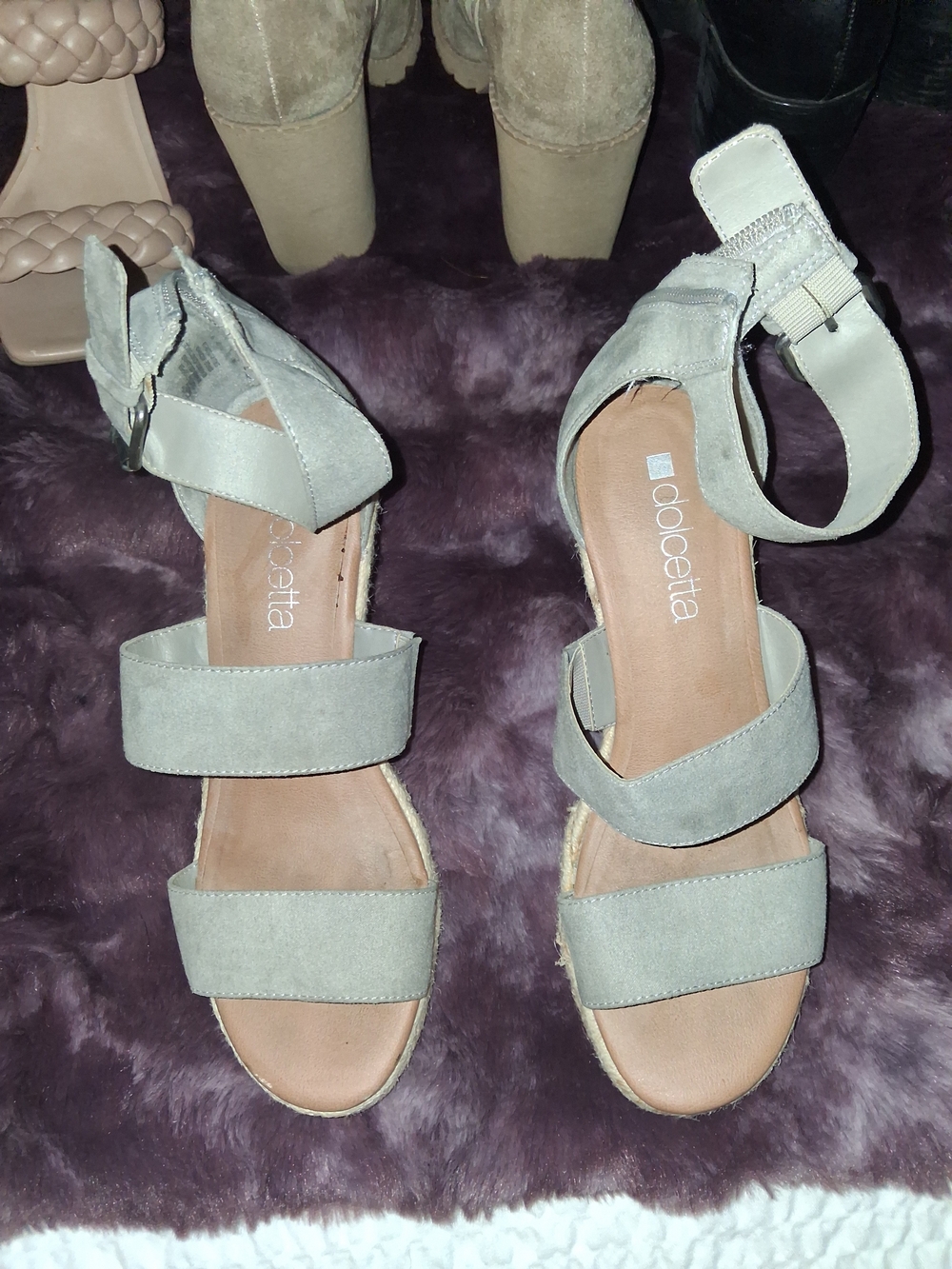 Dolcetta Sage Green Suede Ankle-Strap Sandals